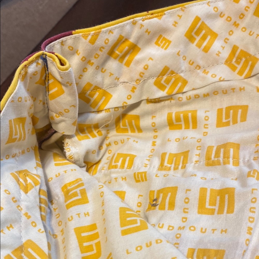 Loudmouth Mens Yellow and Maroon Checkered Shorts - Picture 2 of 6